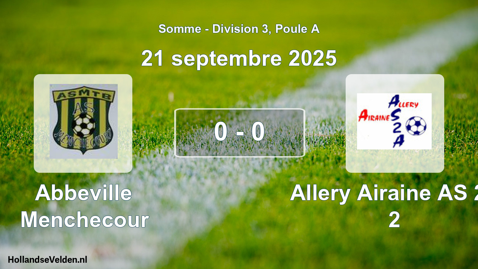Match joué: Abbeville Menchecour - Allery Airaine AS 2a 2 0 - 0 (21 septembre 2025)