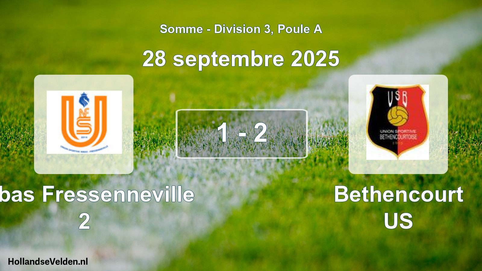Match joué: Nibas Fressenneville 2 - Bethencourt US 1 - 2 (28 septembre 2025)