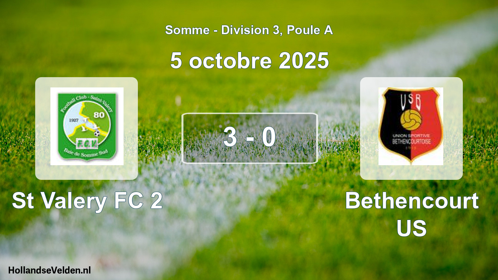 Match joué: St Valery FC 2 - Bethencourt US 3 - 0 (5 octobre 2025)