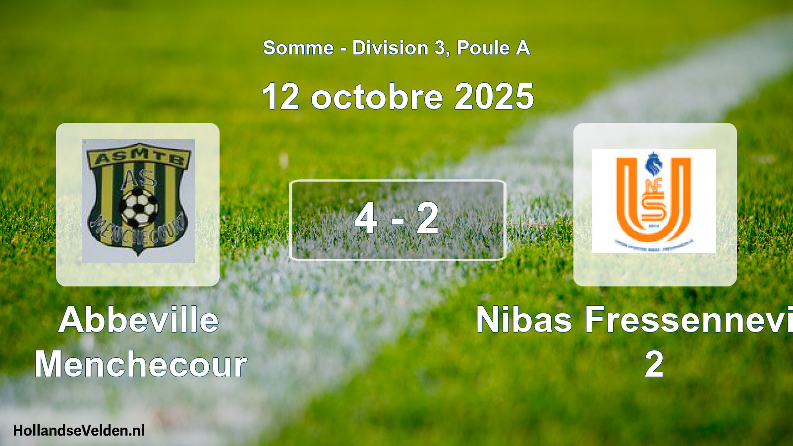 Total number of matches played: Abbeville Menchecour - Nibas Fressenneville 2 4 - 2 (12 October 2025)