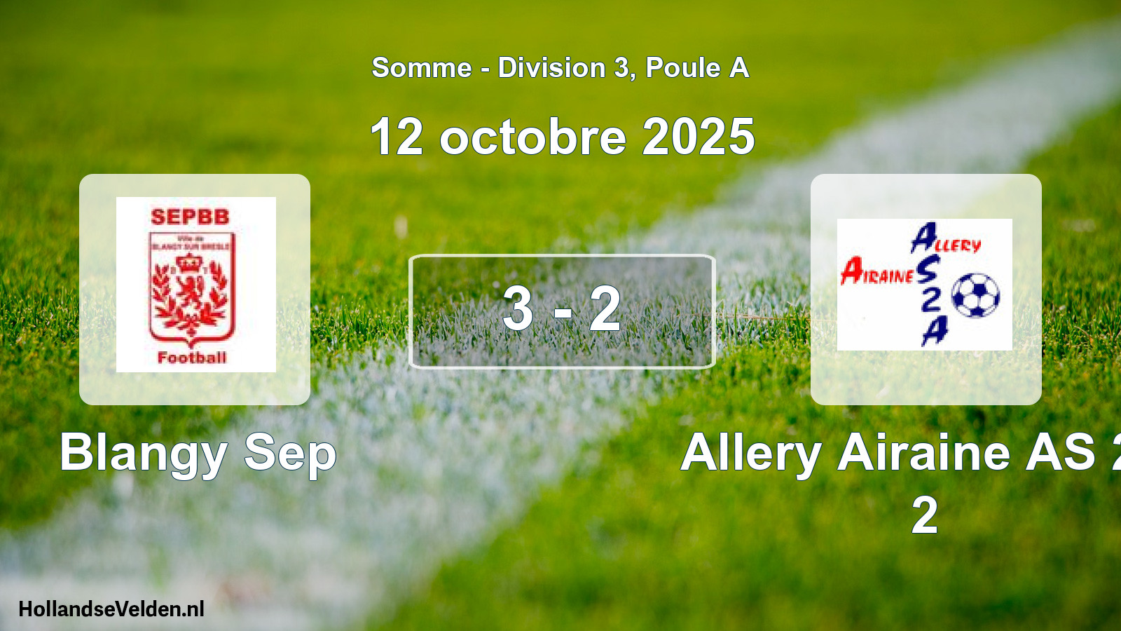 Match joué: Blangy Sep - Allery Airaine AS 2a 2 3 - 2 (12 octobre 2025)