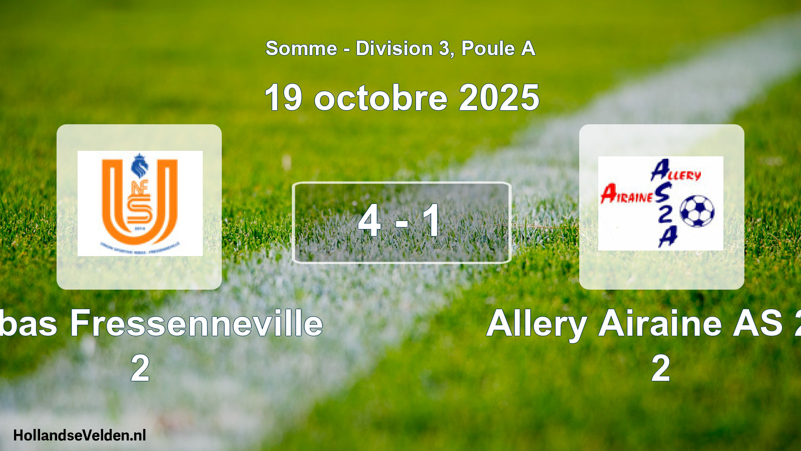 Match joué: Nibas Fressenneville 2 - Allery Airaine AS 2a 2 4 - 1 (19 octobre 2025)