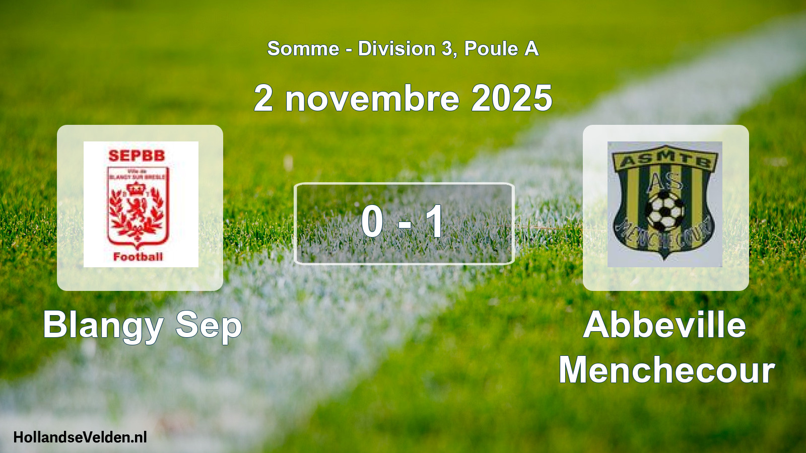 Match joué: Blangy Sep - Abbeville Menchecour 0 - 1 (2 novembre 2025)