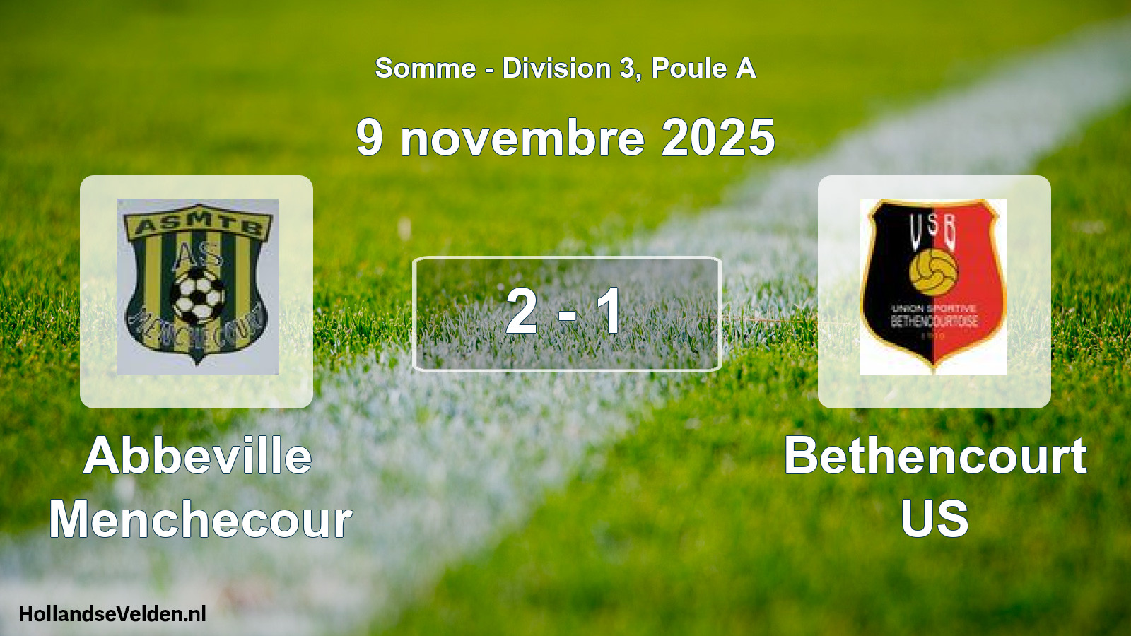 Match joué: Abbeville Menchecour - Bethencourt US 2 - 1 (9 novembre 2025)