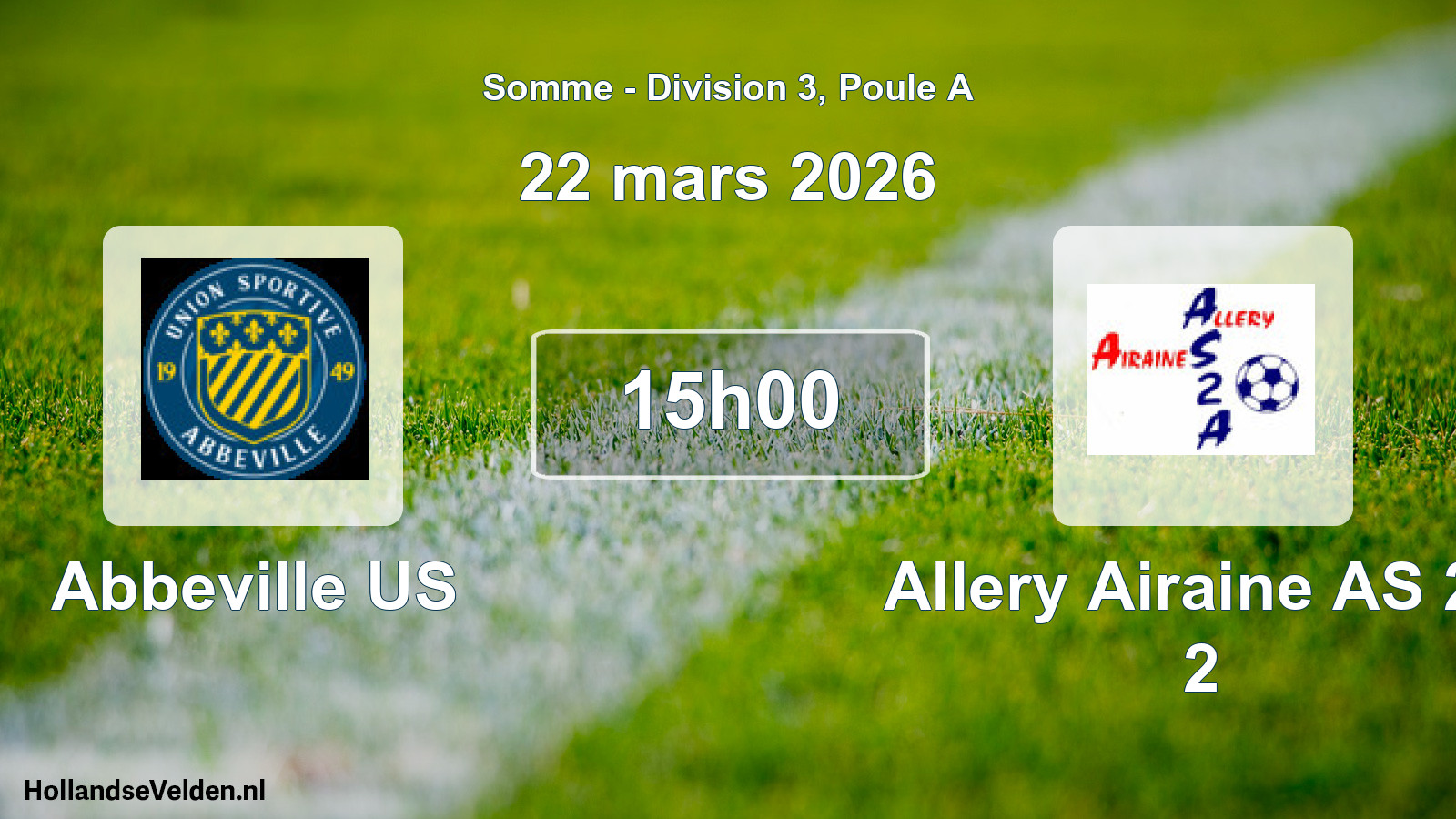 Match programmé: Abbeville US - Allery Airaine AS 2a 2 (22 mars 2026)
