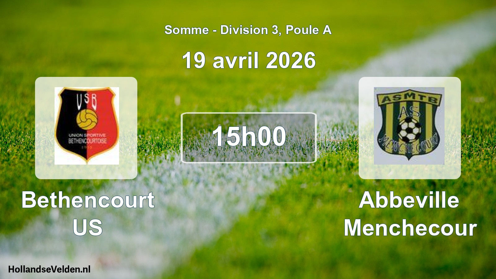 Geplande wedstrijd: Bethencourt US - Abbeville Menchecour (19 april 2026)