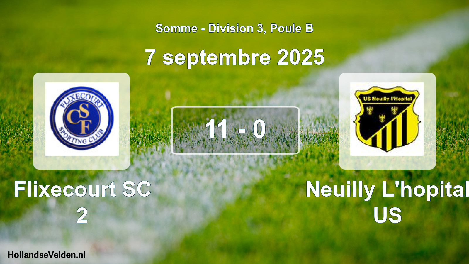 Gespeelde wedstrijd: Flixecourt SC 2 - Neuilly L'hopital US 11 - 0 (7 september 2025)