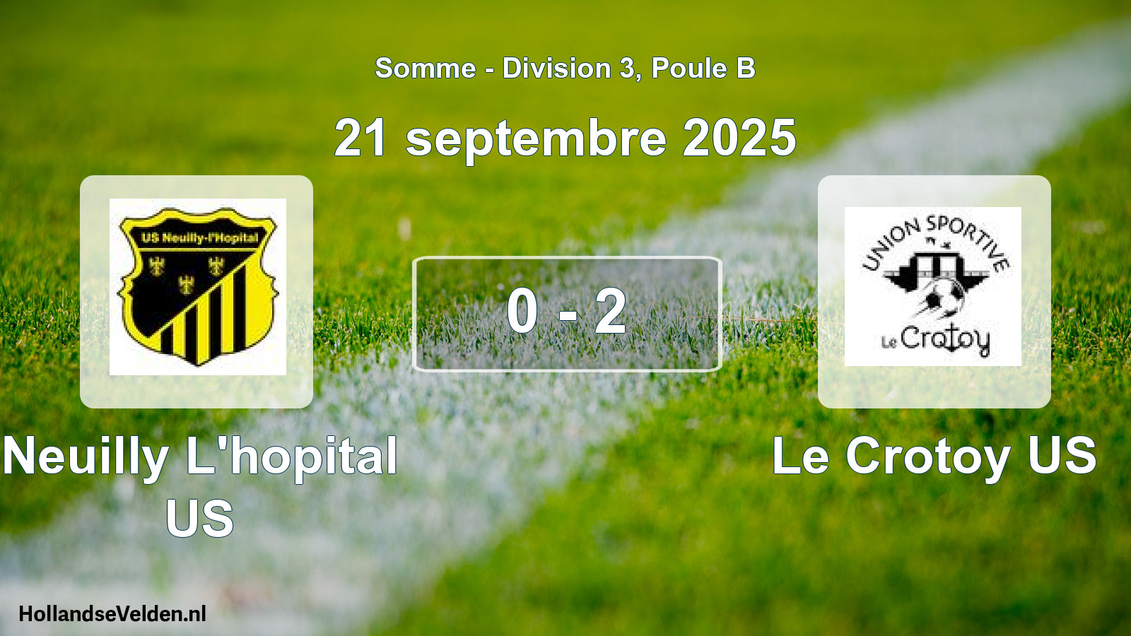 Match joué: Neuilly L'hopital US - Le Crotoy US 0 - 2 (21 septembre 2025)