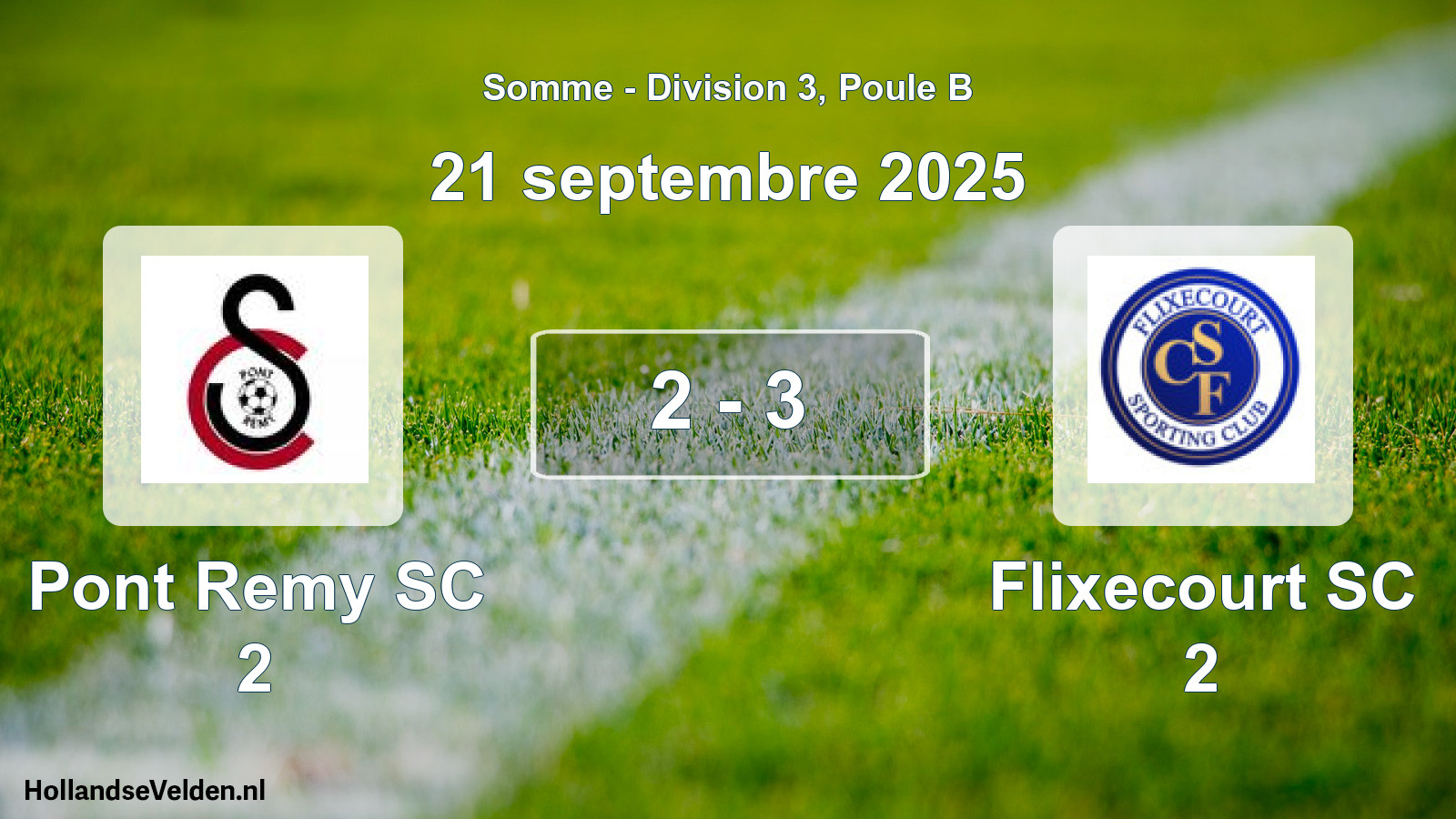 Match joué: Pont Remy SC 2 - Flixecourt SC 2 2 - 3 (21 septembre 2025)