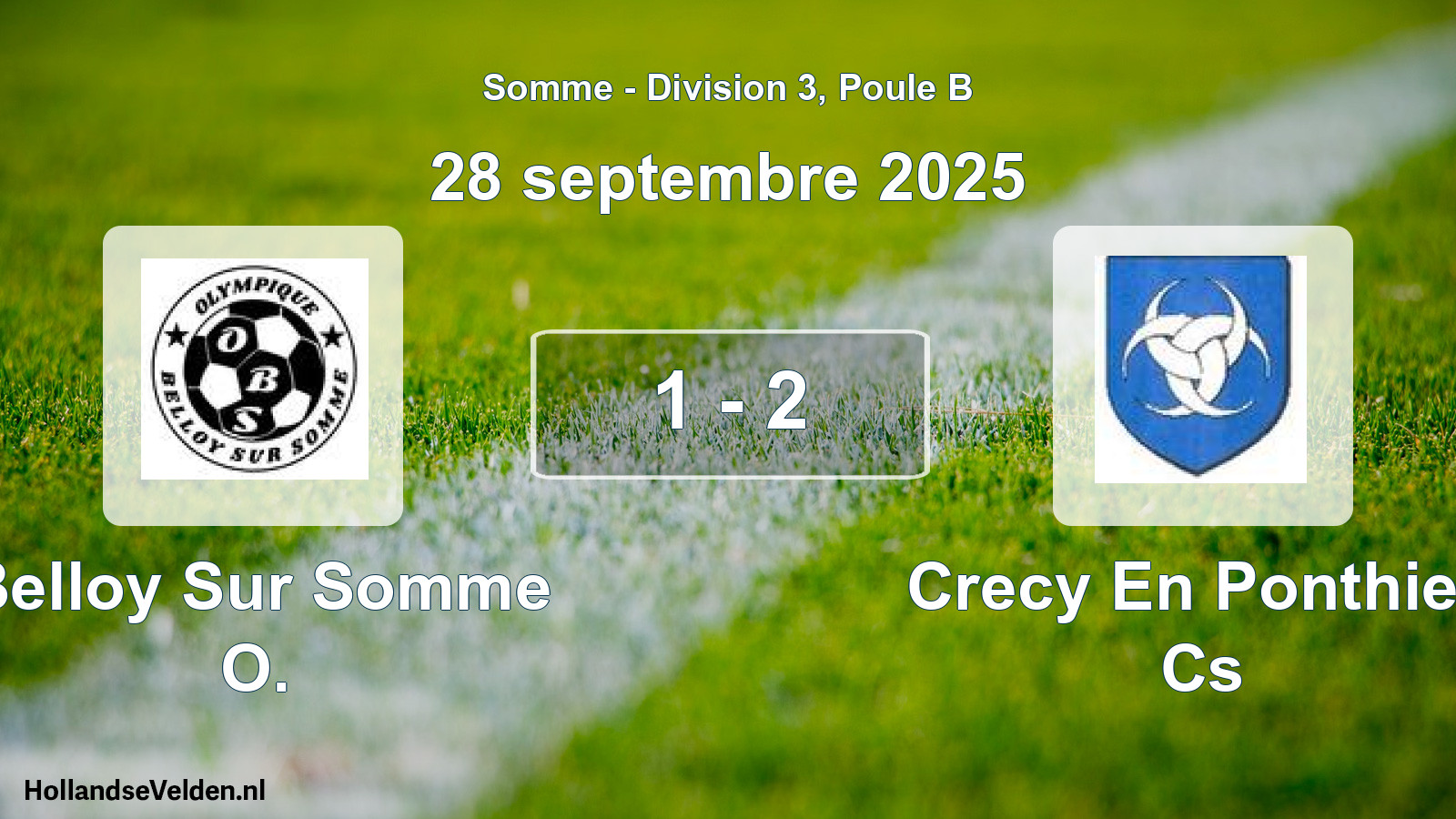 Total number of matches played: Belloy Sur Somme O. - Crecy En Ponthieu Cs 1 - 2 (28 September 2025)