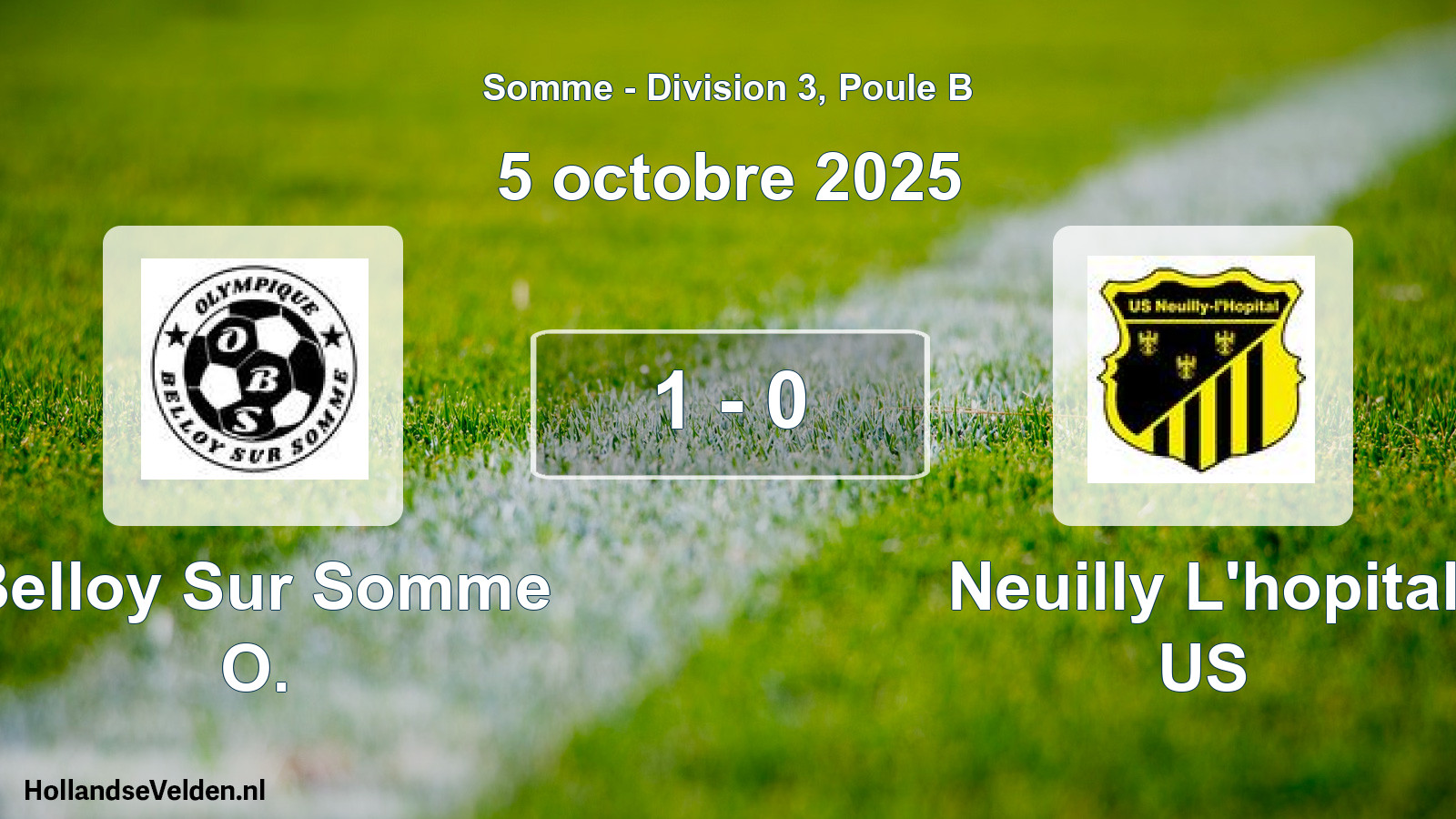 Match joué: Belloy Sur Somme O. - Neuilly L'hopital US 1 - 0 (5 octobre 2025)