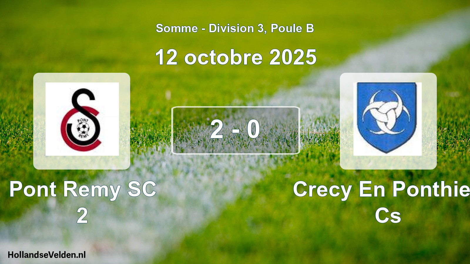 Match joué: Pont Remy SC 2 - Crecy En Ponthieu Cs 2 - 0 (12 octobre 2025)