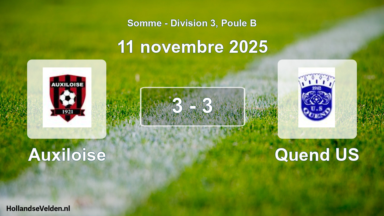 Match joué: Auxiloise - Quend US 3 - 3 (11 novembre 2025)