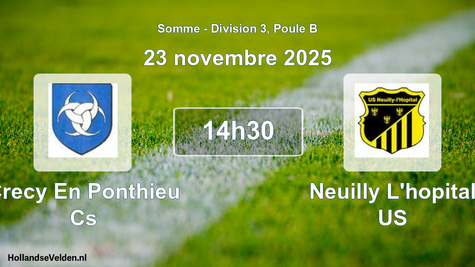 Match programmé: Crecy En Ponthieu Cs - Neuilly L'hopital US (23 novembre 2025)