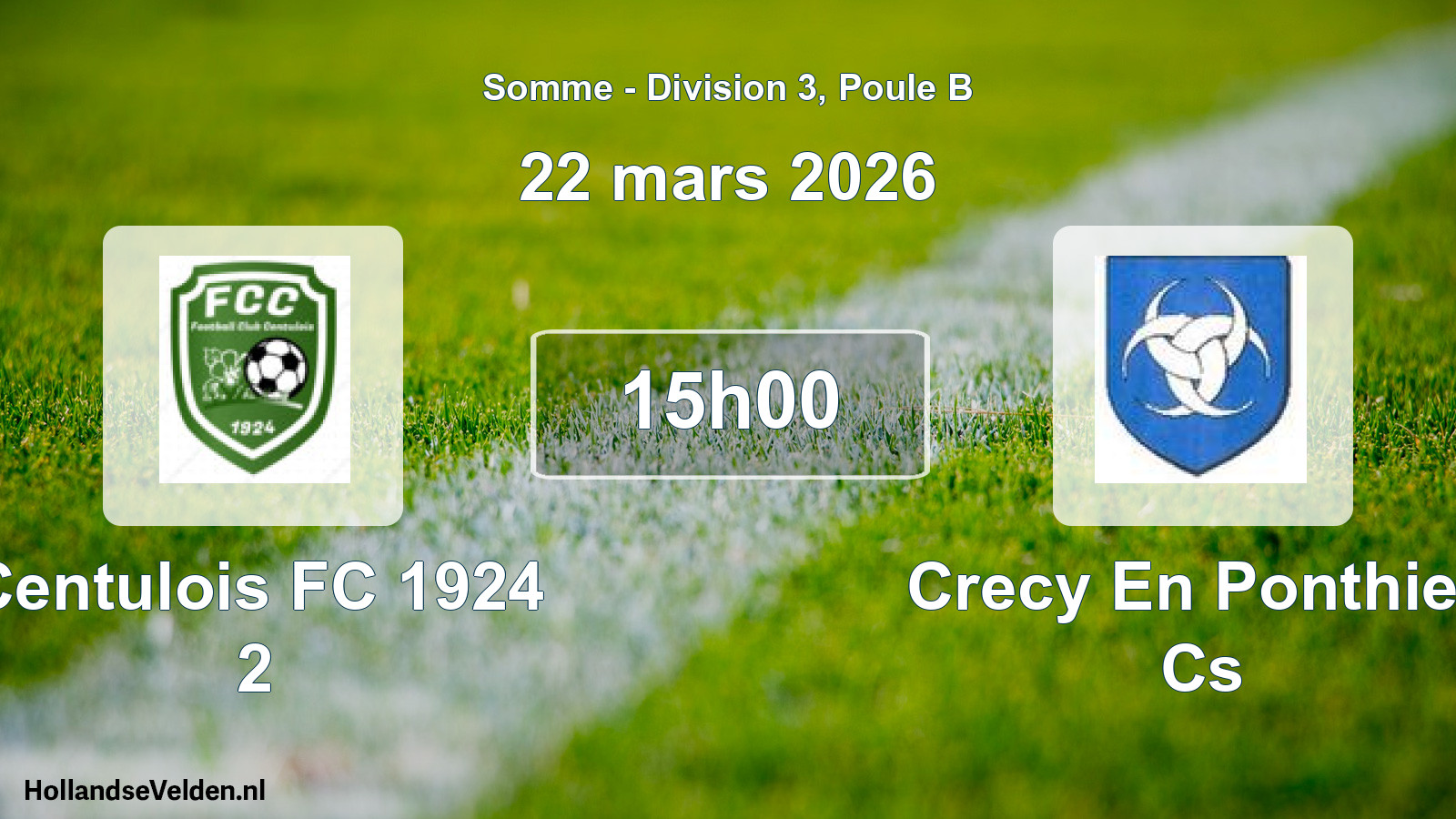 Match programmé: Centulois FC 1924 2 - Crecy En Ponthieu Cs (22 mars 2026)