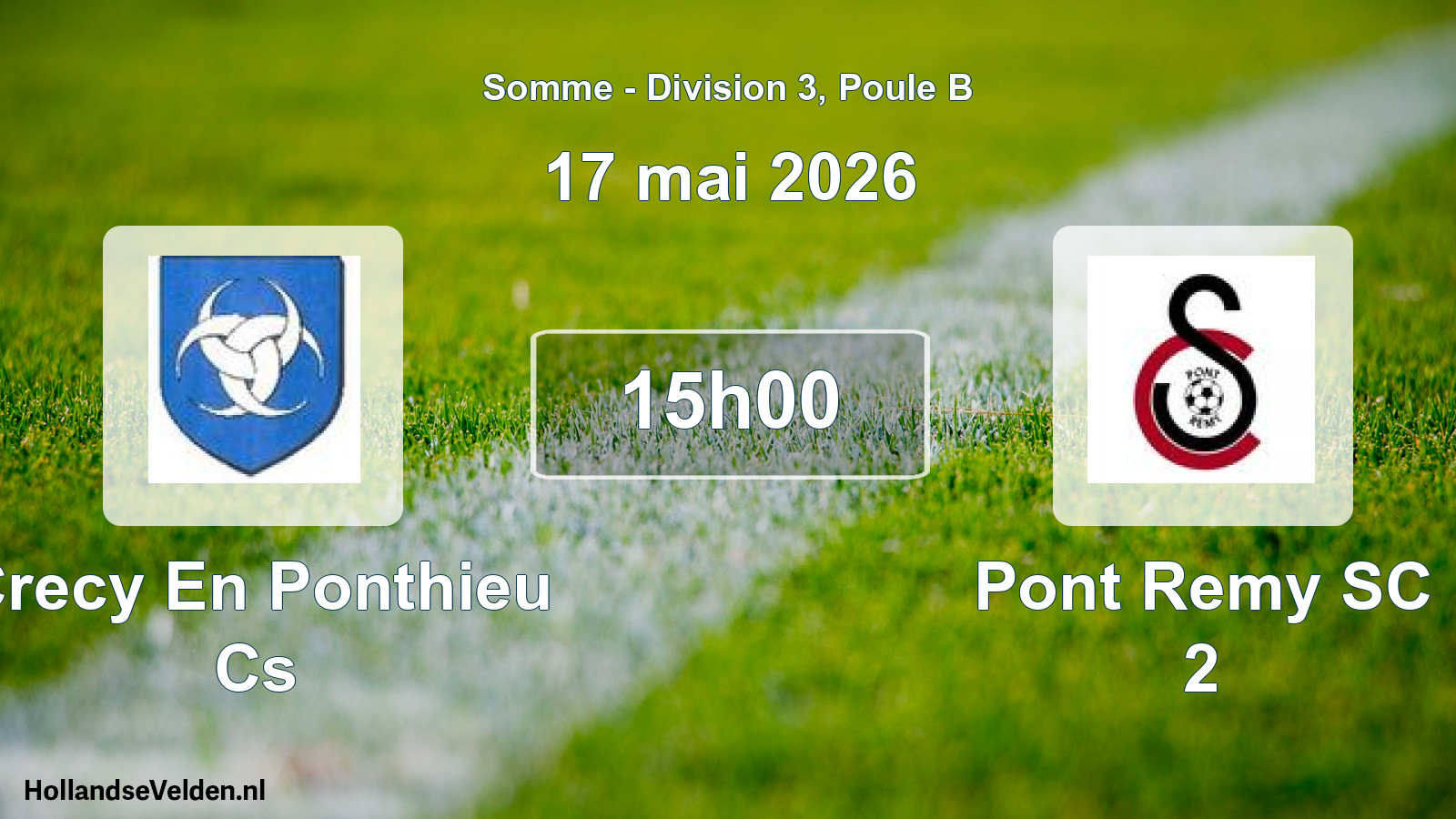 Match programmé: Crecy En Ponthieu Cs - Pont Remy SC 2 (17 mai 2026)
