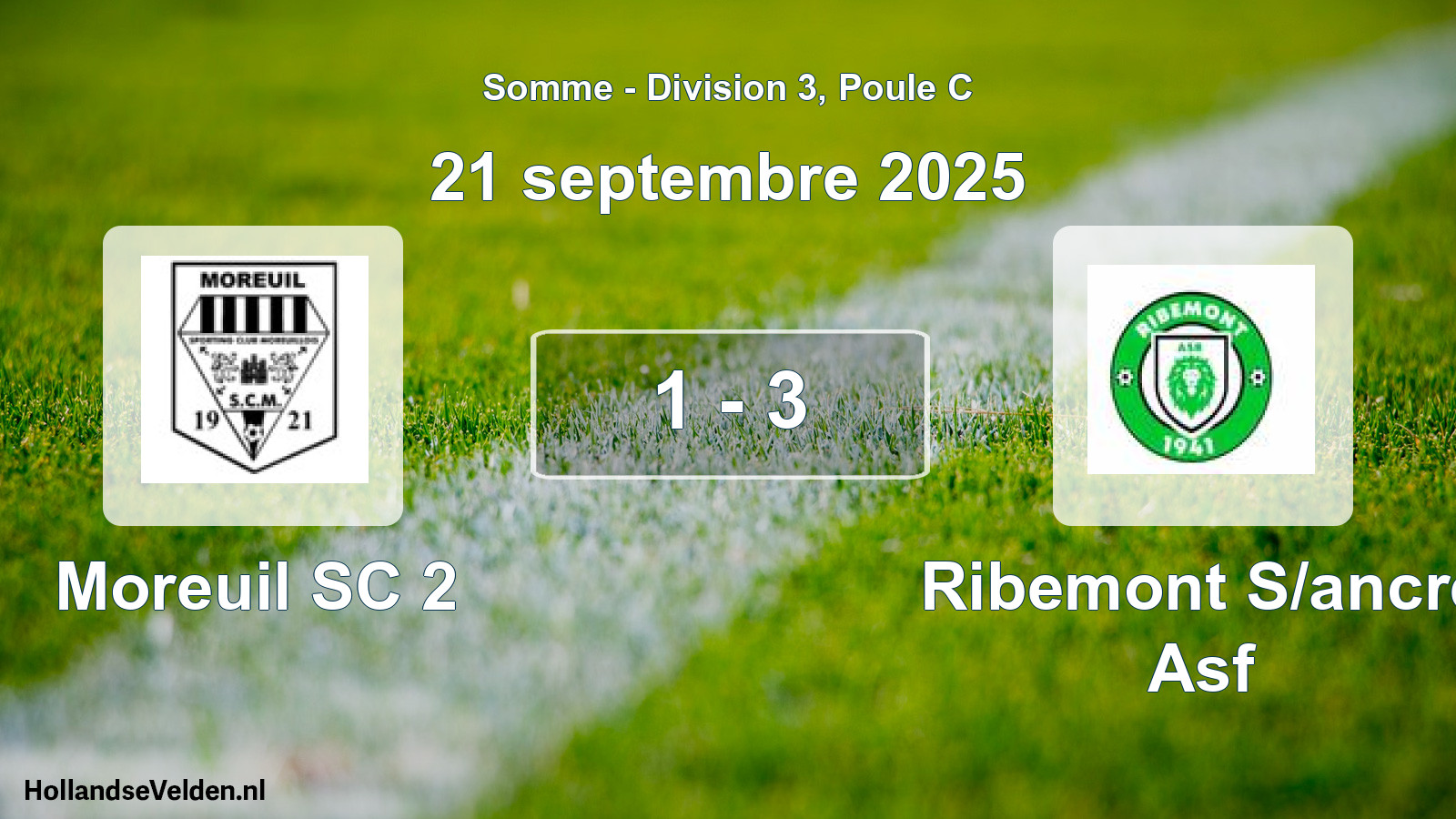 Gespeelde wedstrijd: Moreuil SC 2 - Ribemont S/ancre Asf 1 - 3 (21 september 2025)