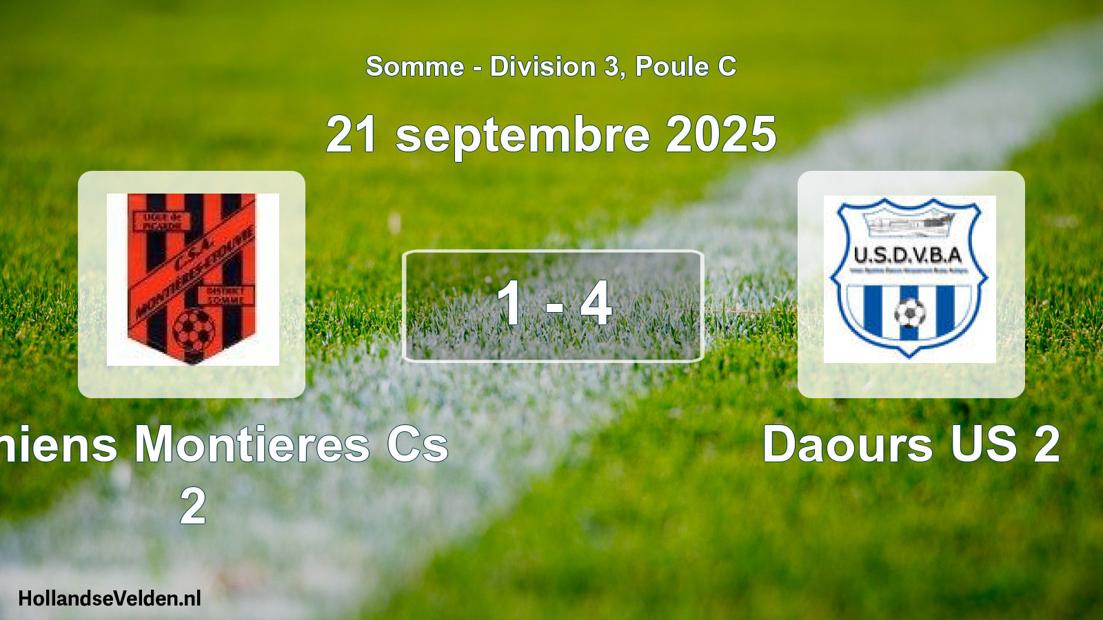Match joué: Amiens Montieres Cs 2 - Daours US 2 1 - 4 (21 septembre 2025)
