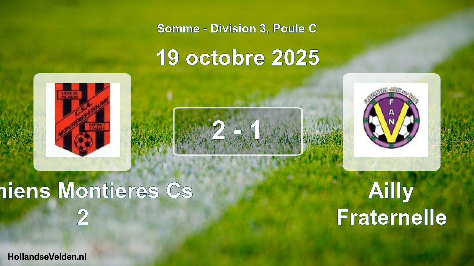 Match joué: Amiens Montieres Cs 2 - Ailly Fraternelle 2 - 1 (19 octobre 2025)