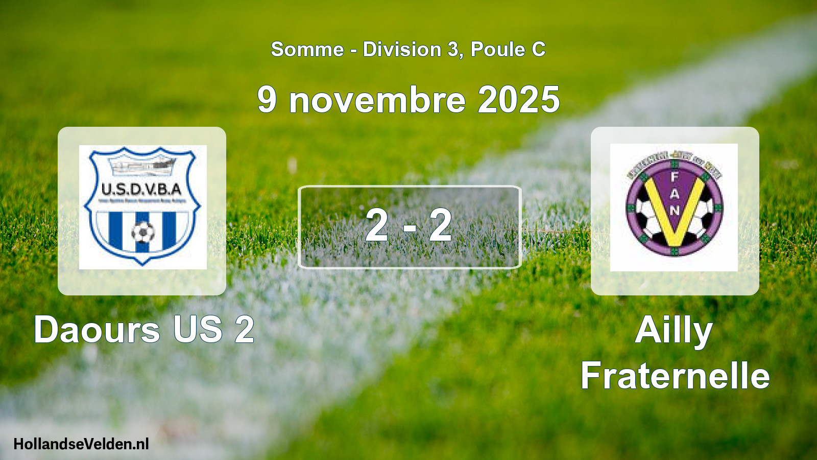 Match joué: Daours US 2 - Ailly Fraternelle 2 - 2 (9 novembre 2025)