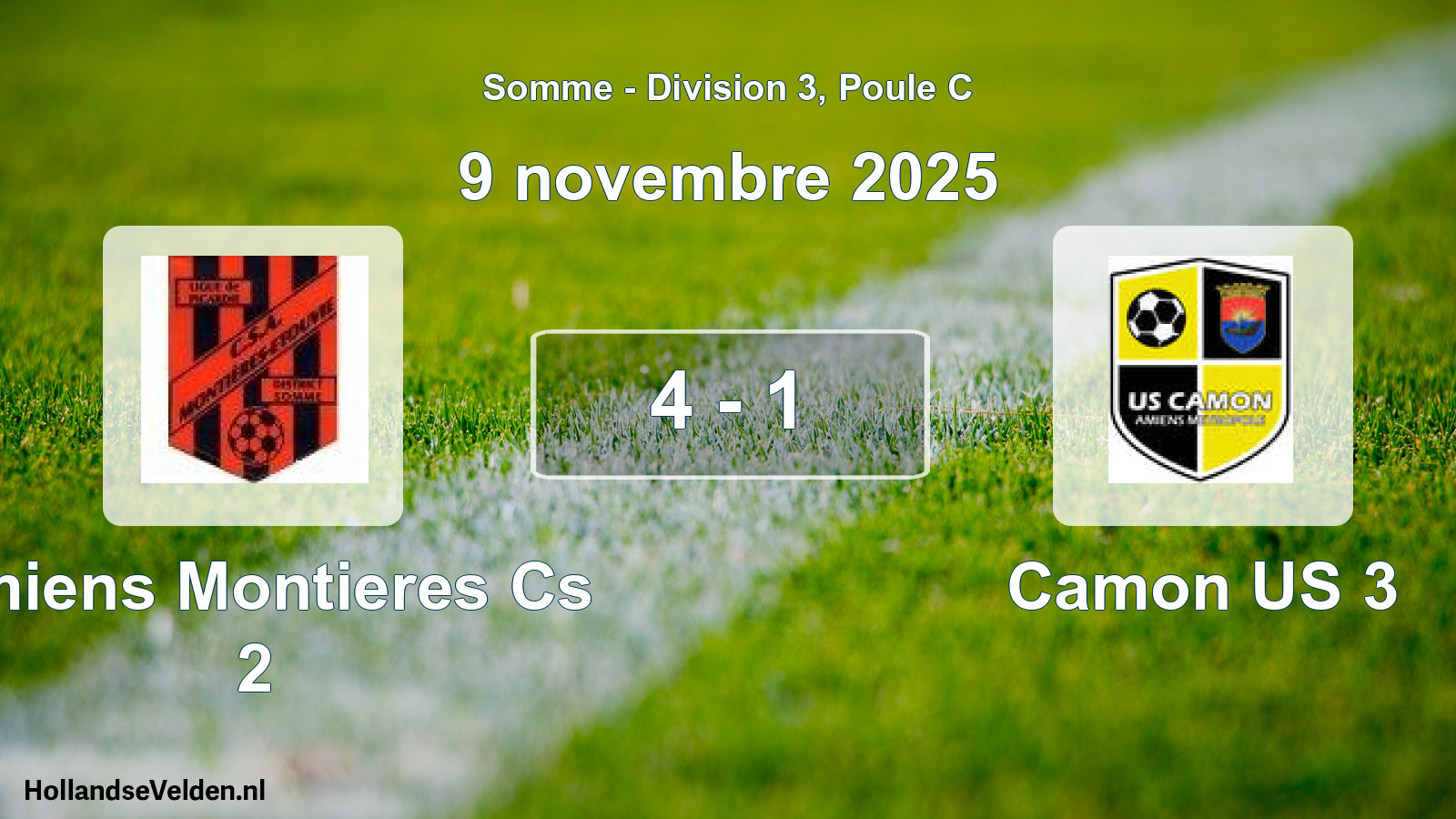 Total number of matches played: Amiens Montieres Cs 2 - Camon US 3 4 - 1 (9 November 2025)