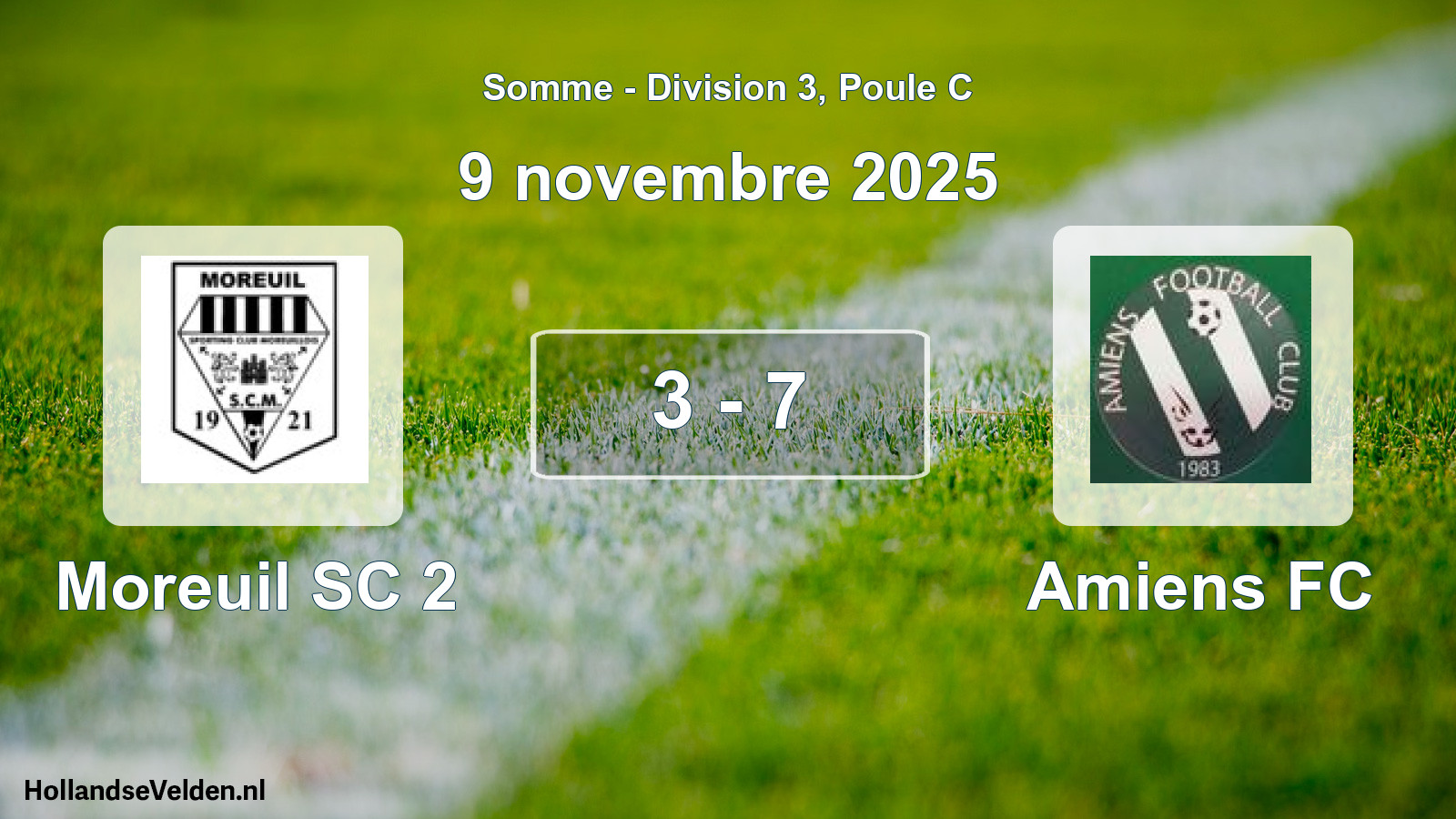 Match joué: Moreuil SC 2 - Amiens FC 3 - 7 (9 novembre 2025)