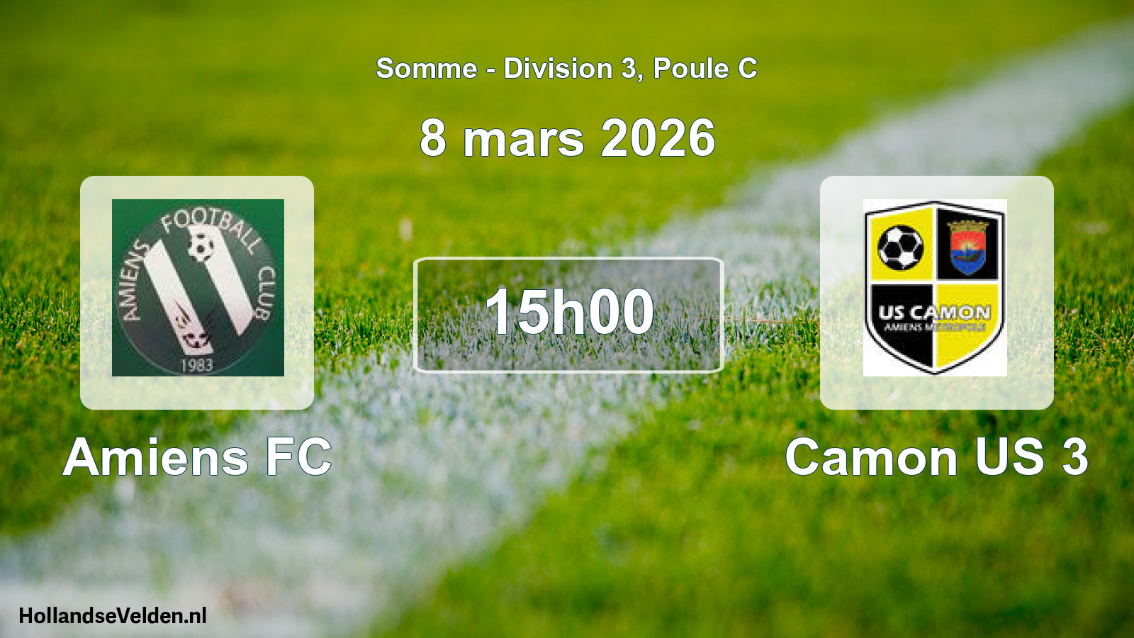 Match programmé: Amiens FC - Camon US 3 (8 mars 2026)