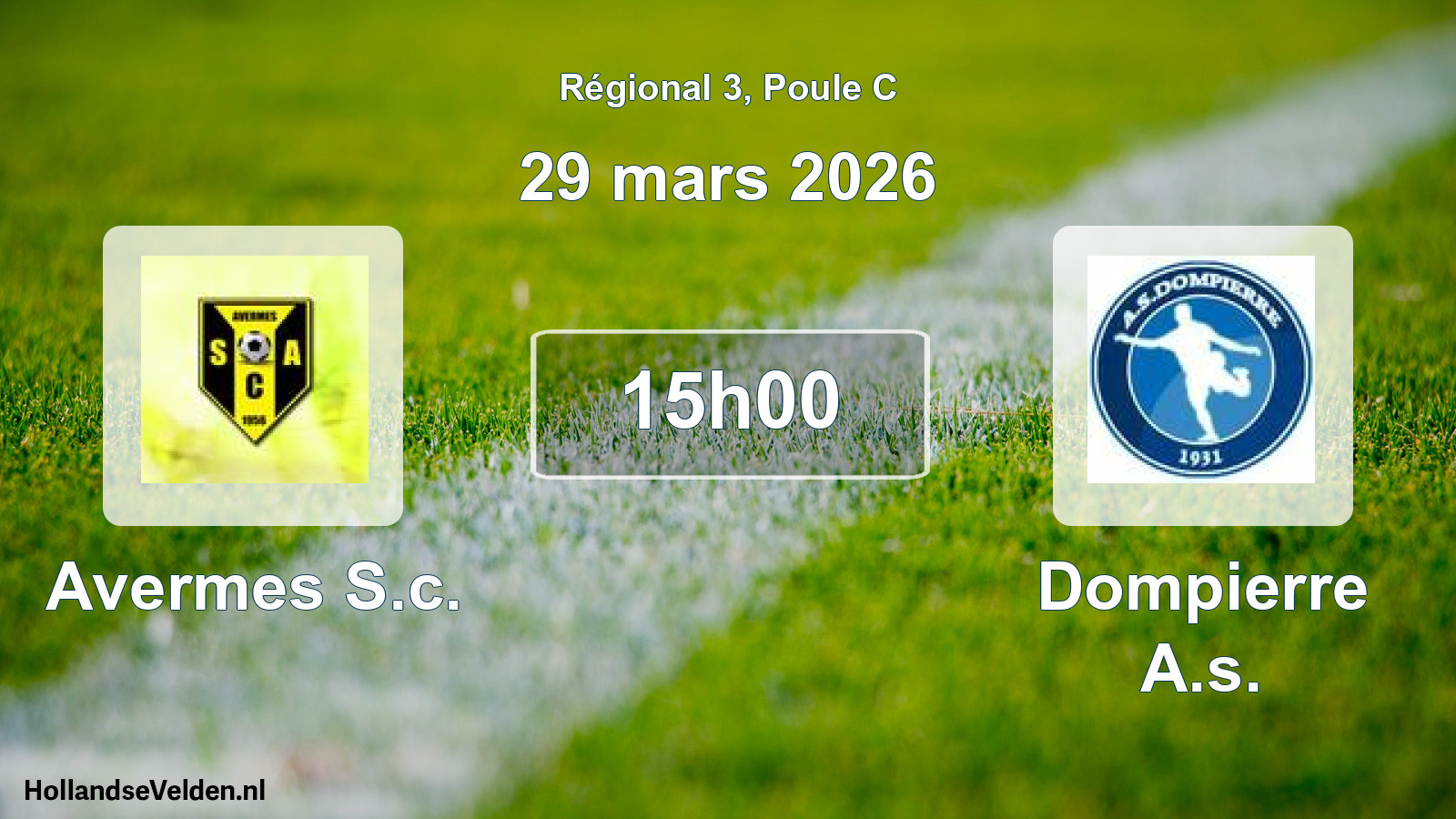 Geplande wedstrijd: Avermes S.c. - Dompierre A.s. (29 mars 2026)