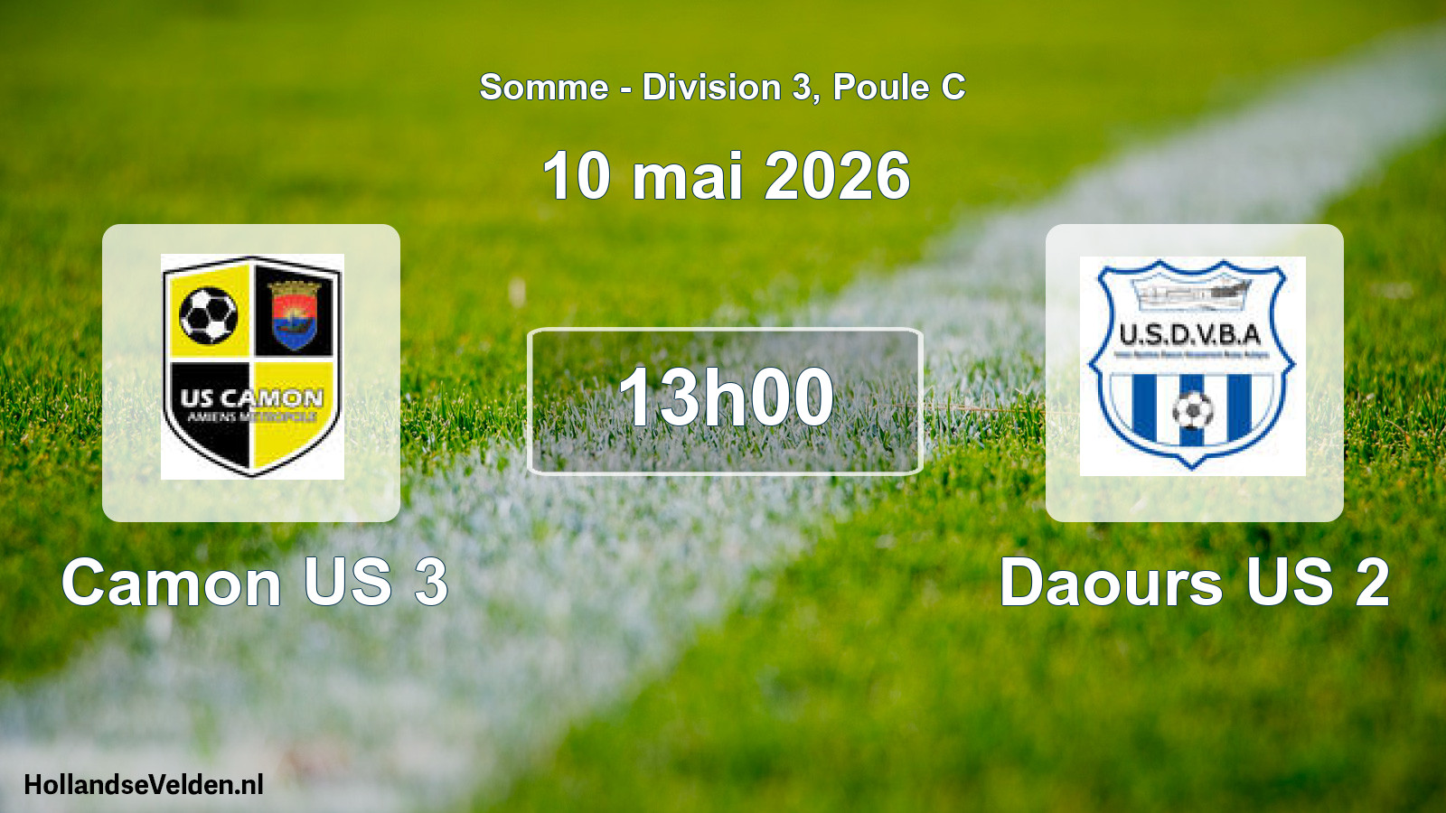 Geplande wedstrijd: Camon US 3 - Daours US 2 (10 mei 2026)