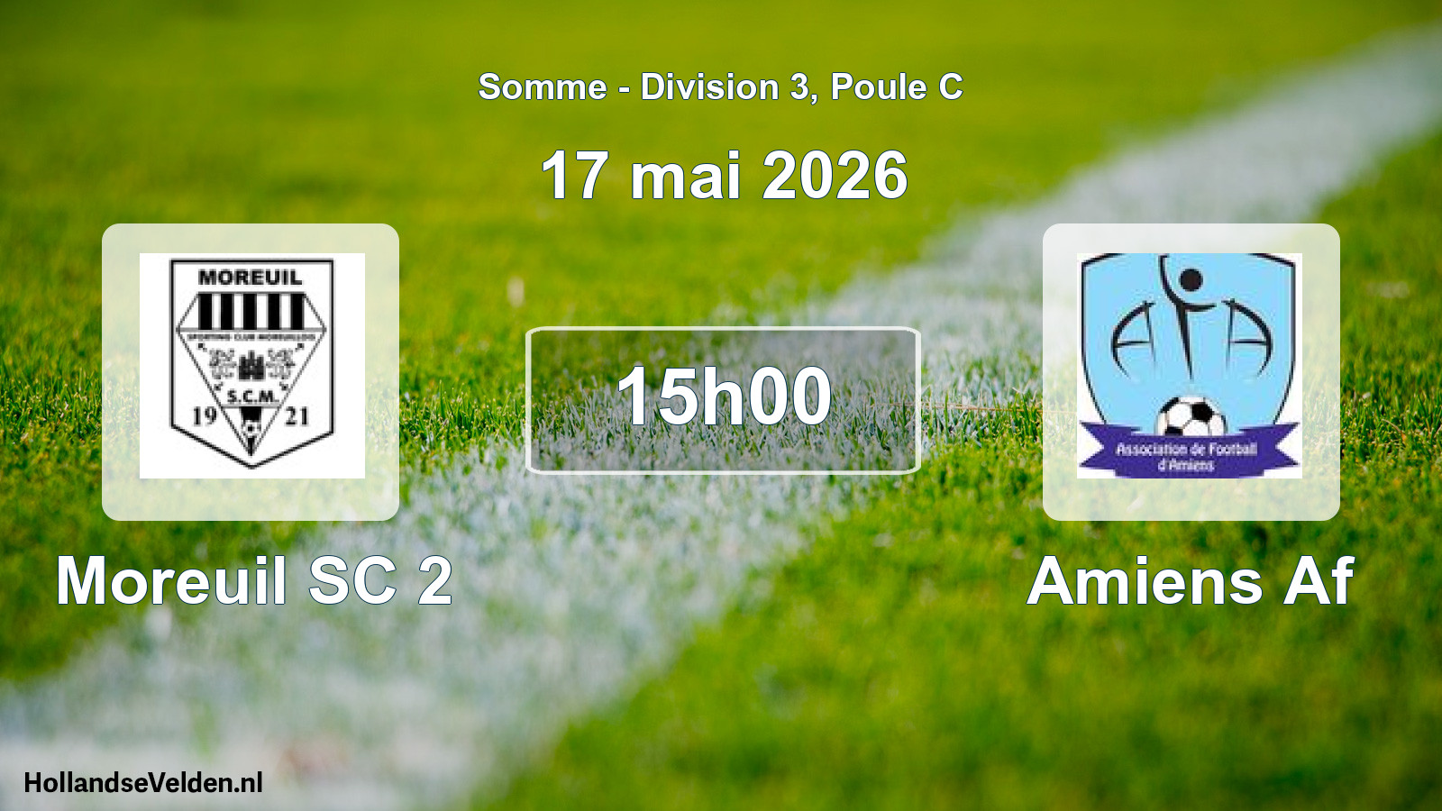 Match programmé: Moreuil SC 2 - Amiens Af (17 mai 2026)