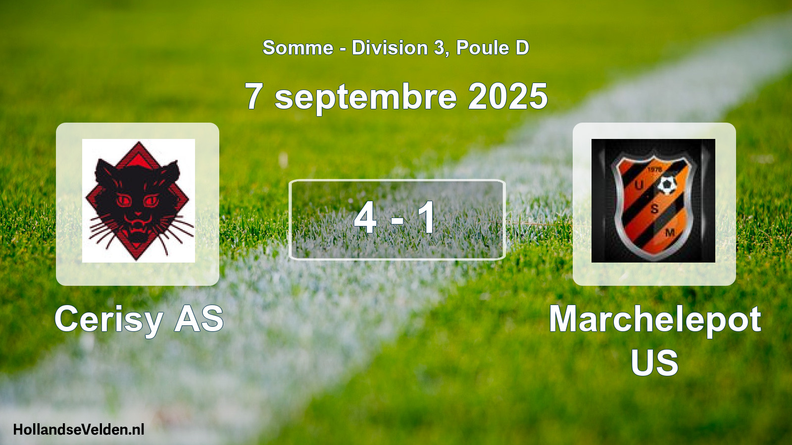 Total number of matches played: Cerisy AS - Marchelepot US 4 - 1 (7 September 2025)