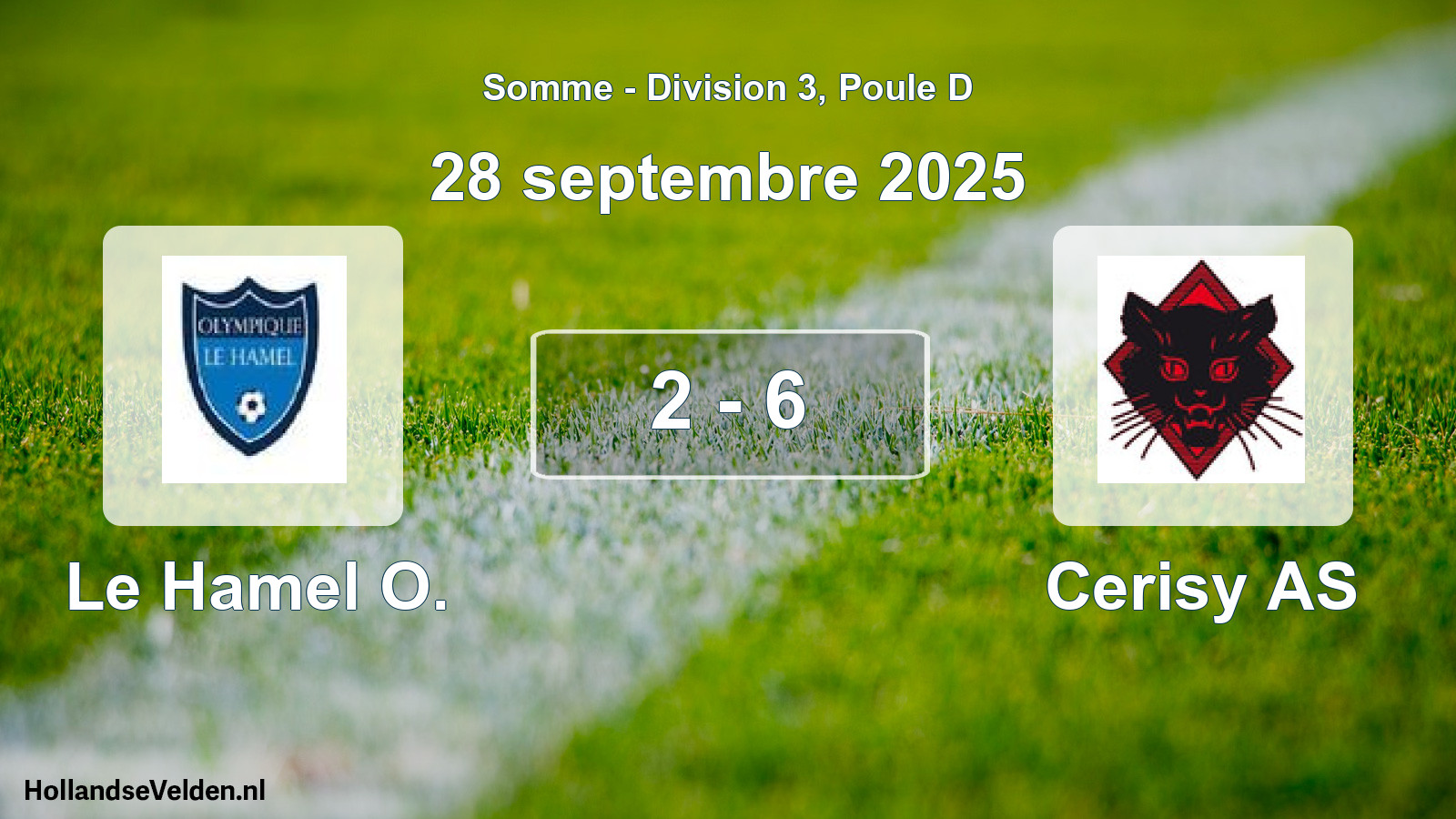 Match joué: Le Hamel O. - Cerisy AS 2 - 6 (28 septembre 2025)