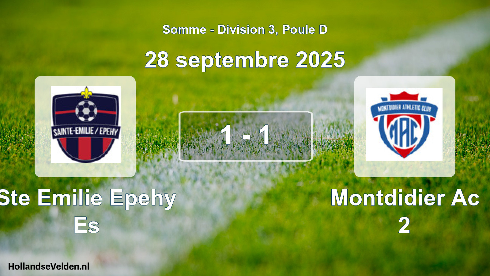 Match joué: Ste Emilie Epehy Es - Montdidier Ac 2 1 - 1 (28 septembre 2025)