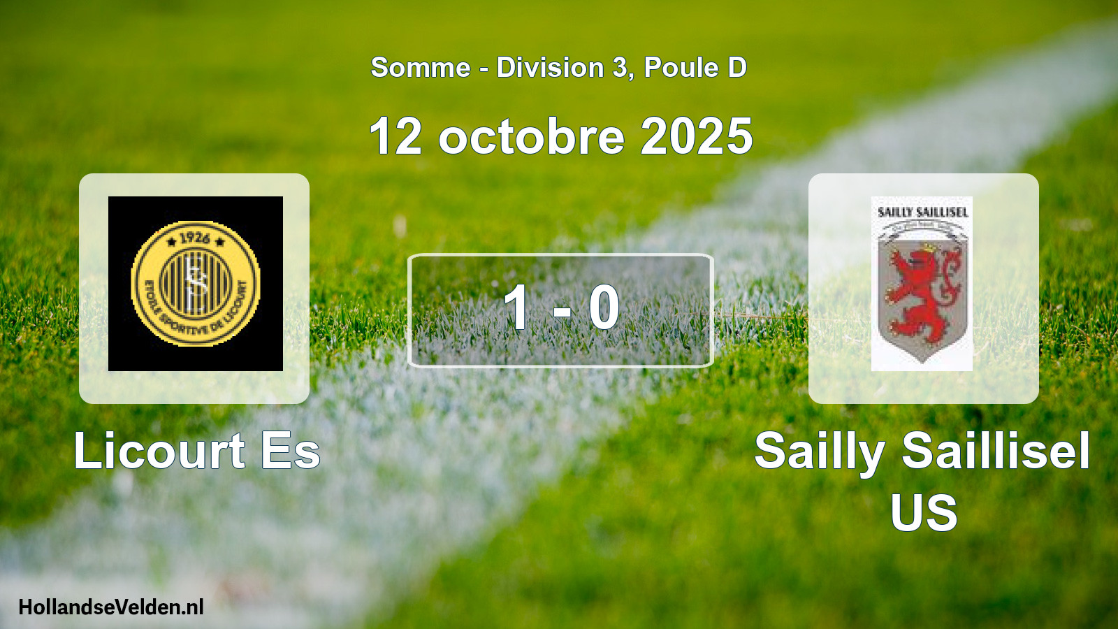 Match joué: Licourt Es - Sailly Saillisel US 1 - 0 (12 octobre 2025)