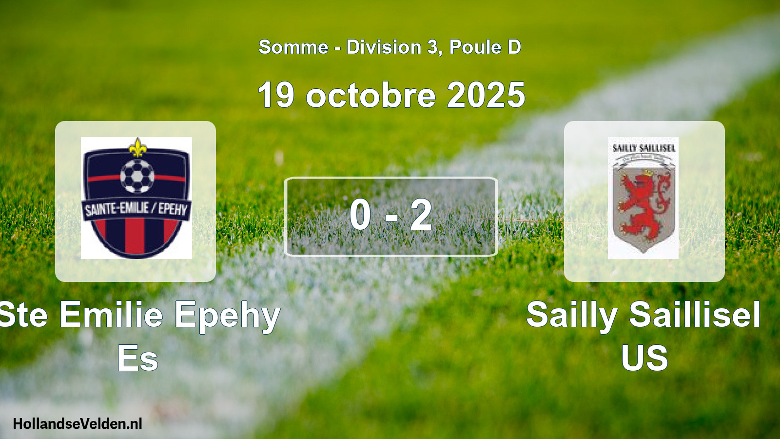 Gespeelde wedstrijd: Ste Emilie Epehy Es - Sailly Saillisel US 0 - 2 (19 oktober 2025)