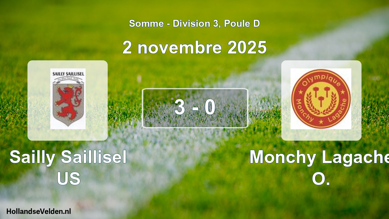 Match joué: Sailly Saillisel US - Monchy Lagache O. 3 - 0 (2 novembre 2025)