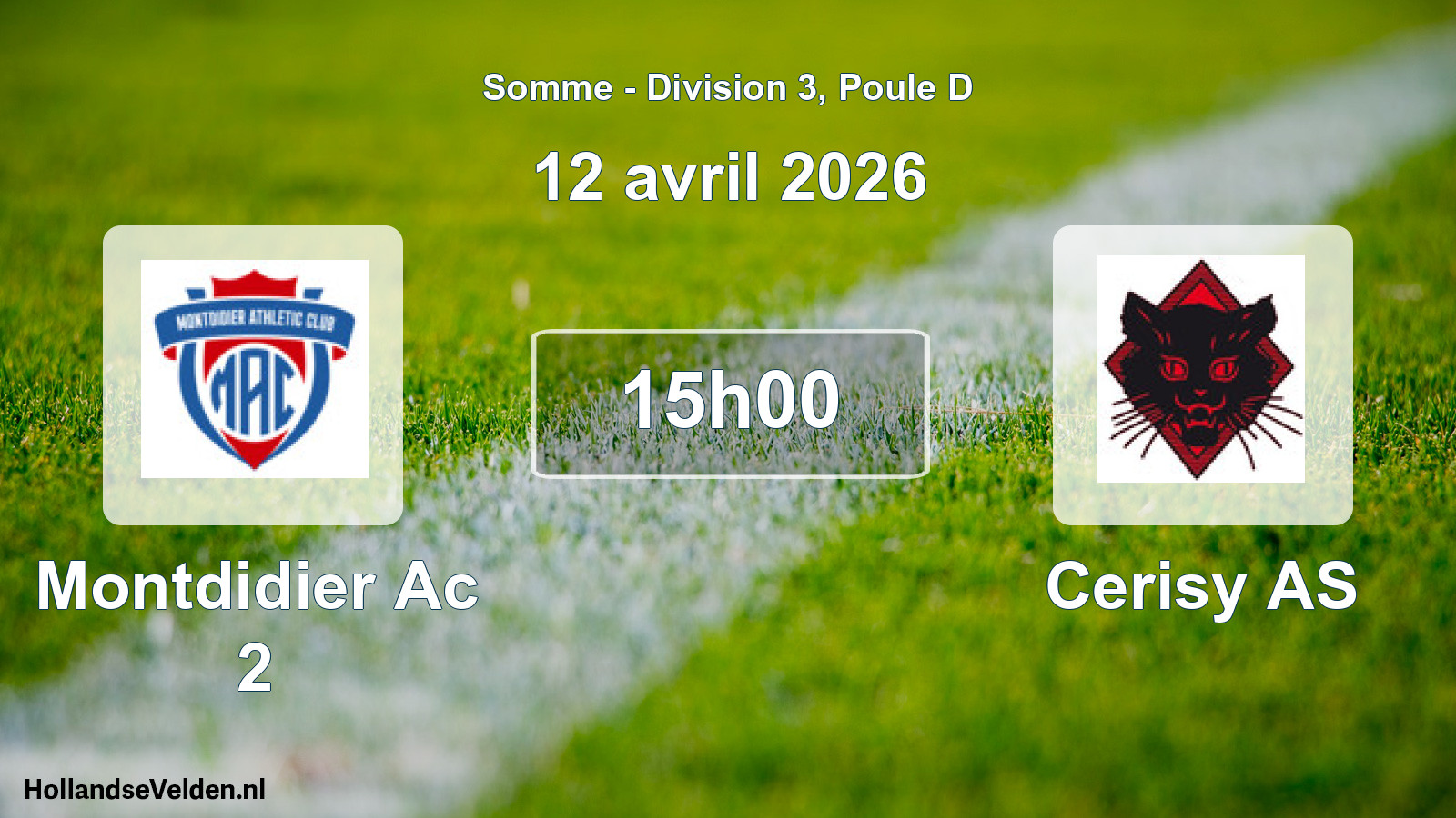 Match programmé: Montdidier Ac 2 - Cerisy AS (12 avril 2026)
