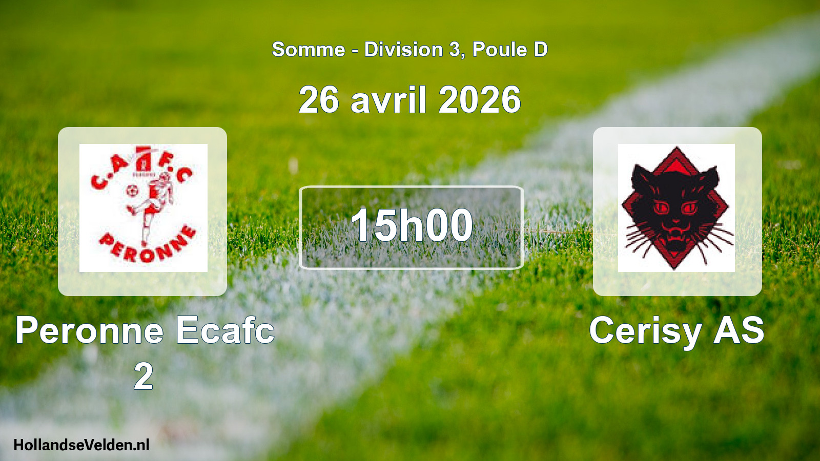 Match programmé: Peronne Ecafc 2 - Cerisy AS (26 avril 2026)