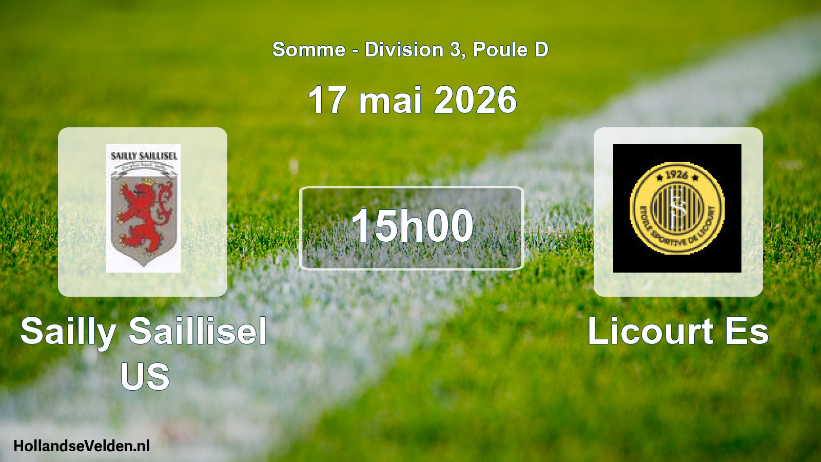 Match programmé: Sailly Saillisel US - Licourt Es (17 mai 2026)