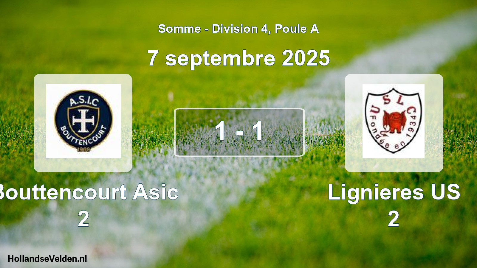 Match joué: Bouttencourt Asic 2 - Lignieres US 2 1 - 1 (7 septembre 2025)