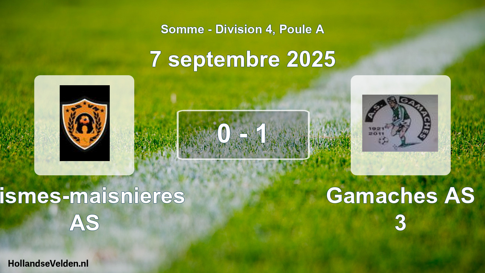 Match joué: Vismes-maisnieres AS - Gamaches AS 3 0 - 1 (7 septembre 2025)