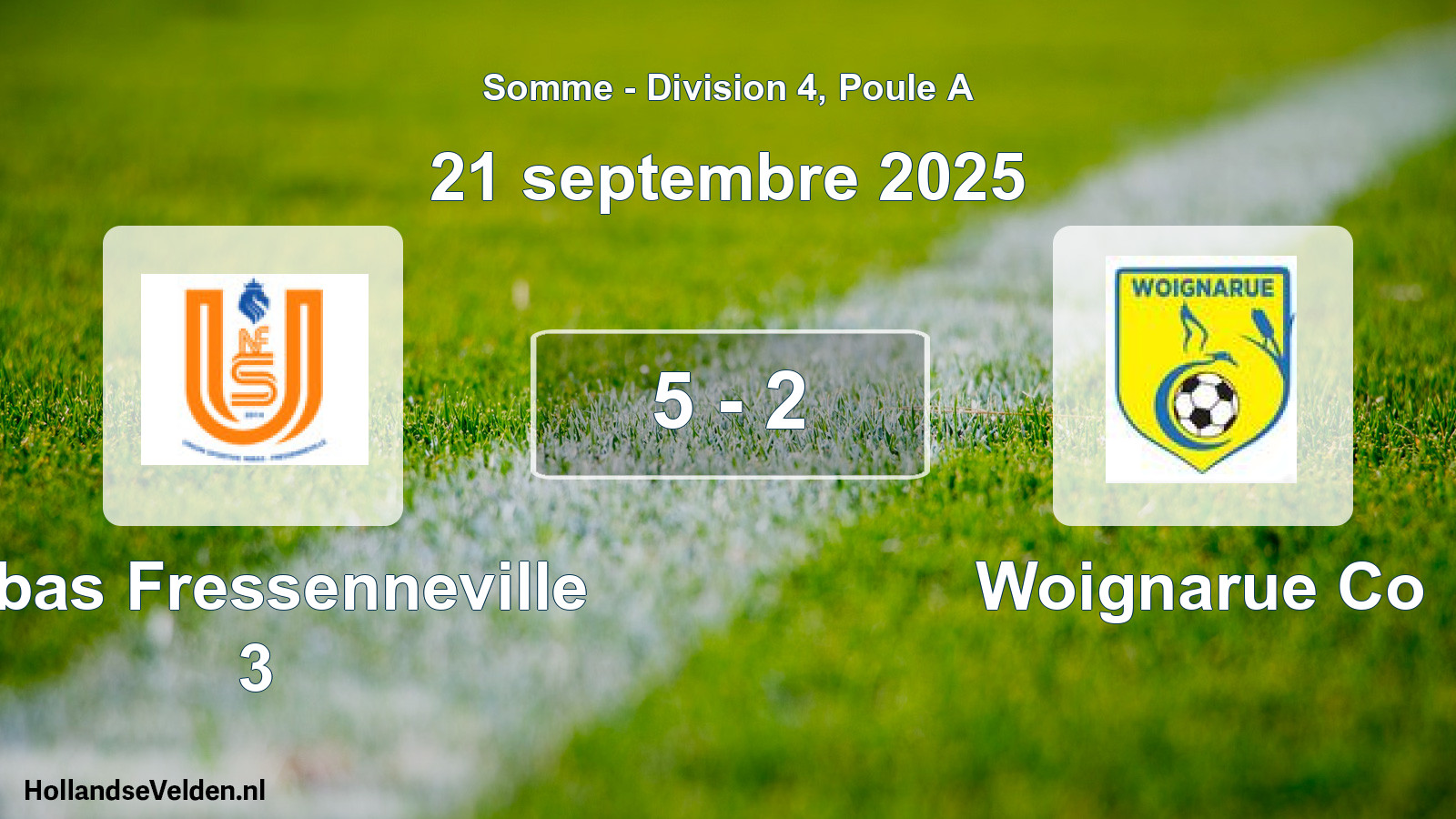 Match joué: Nibas Fressenneville 3 - Woignarue Co 5 - 2 (21 septembre 2025)