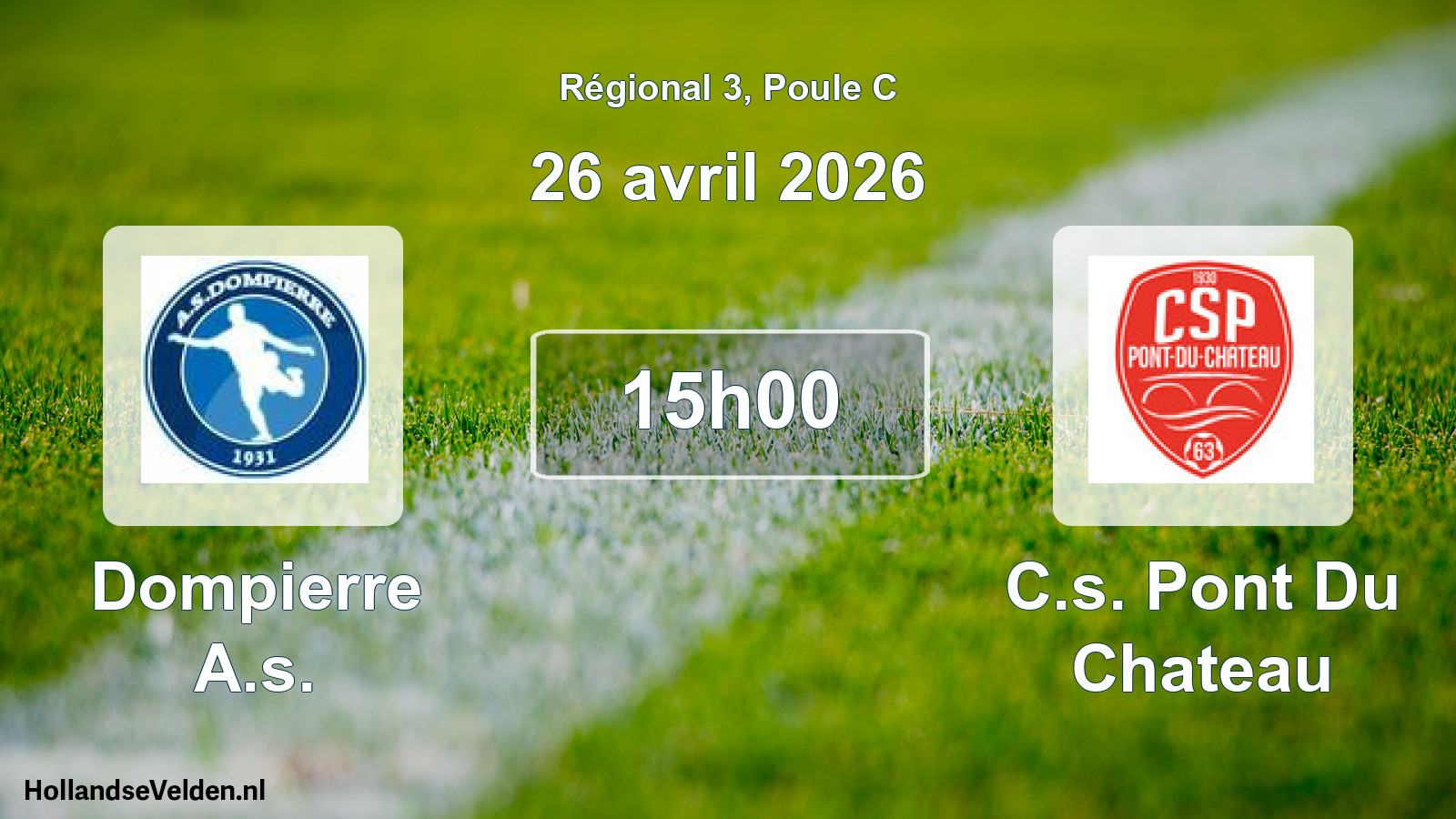Geplande wedstrijd: Dompierre A.s. - C.s. Pont Du Chateau (26 avril 2026)