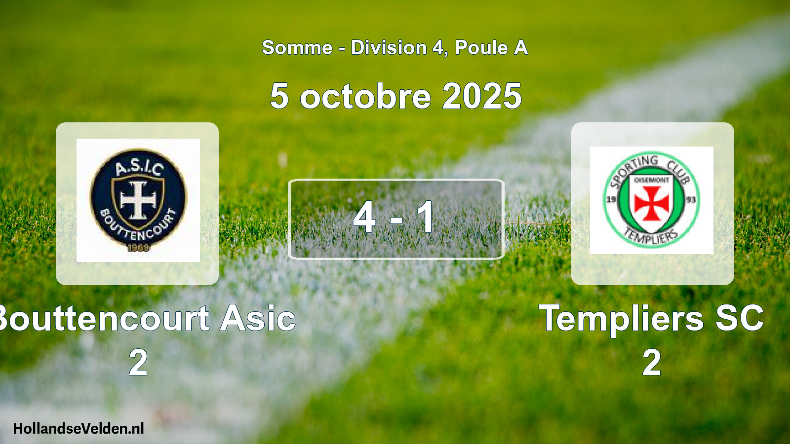 Match joué: Bouttencourt Asic 2 - Templiers SC 2 4 - 1 (5 octobre 2025)