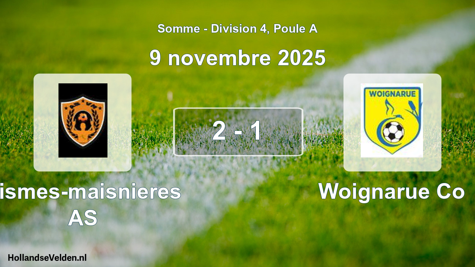 Match joué: Vismes-maisnieres AS - Woignarue Co 2 - 1 (9 novembre 2025)