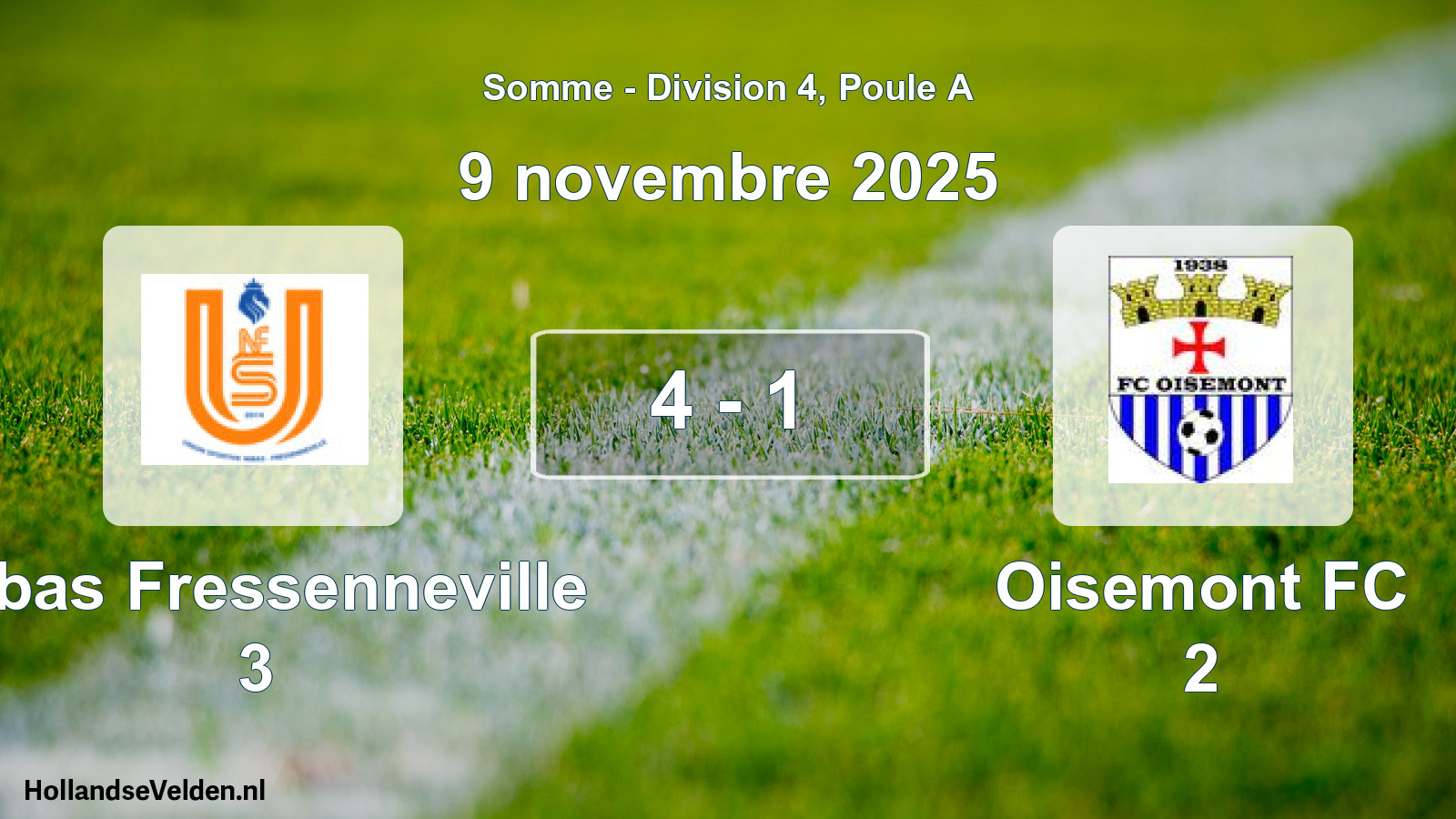 Match joué: Nibas Fressenneville 3 - Oisemont FC 2 4 - 1 (9 novembre 2025)