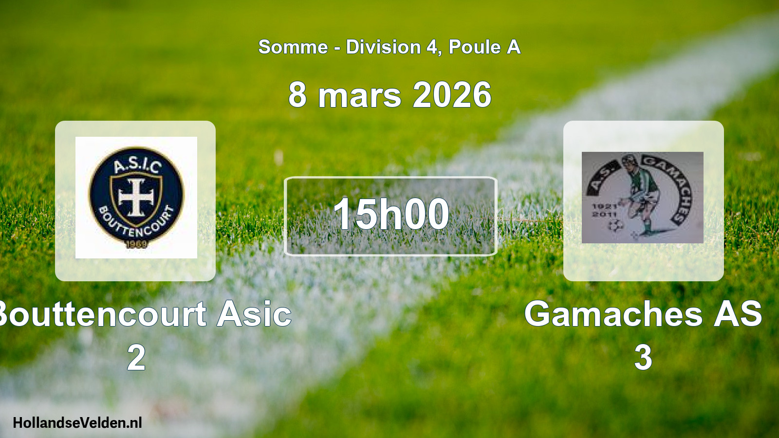 Geplande wedstrijd: Bouttencourt Asic 2 - Gamaches AS 3 (8 maart 2026)