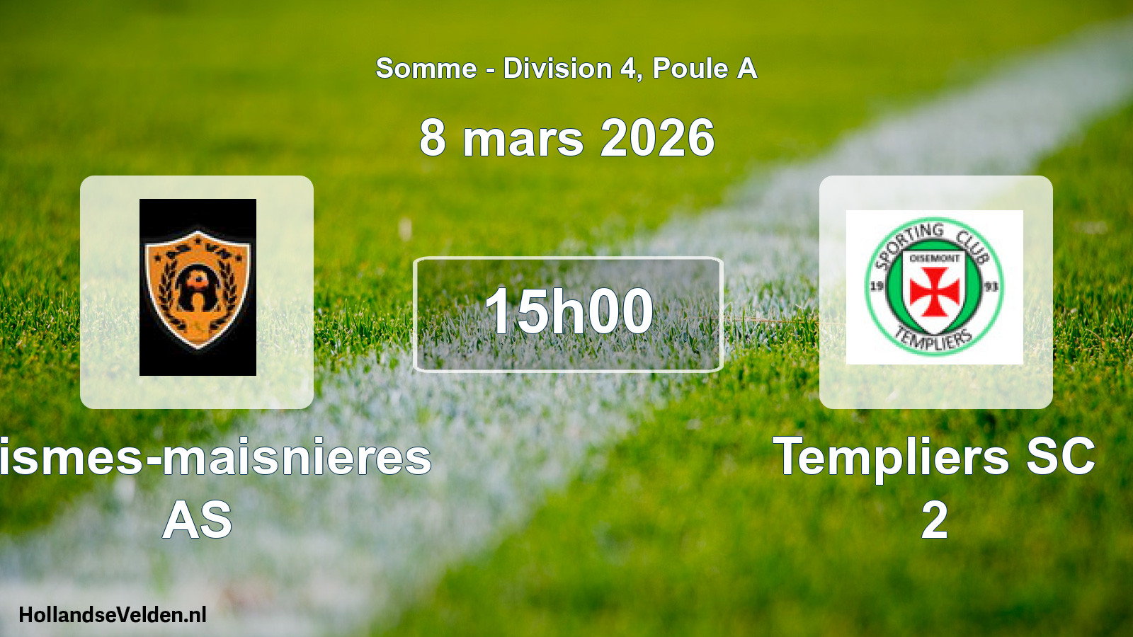 Match programmé: Vismes-maisnieres AS - Templiers SC 2 (8 mars 2026)