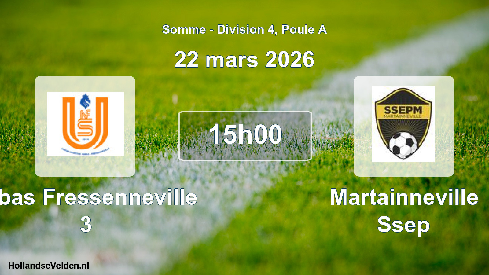 Match programmé: Nibas Fressenneville 3 - Martainneville Ssep (22 mars 2026)