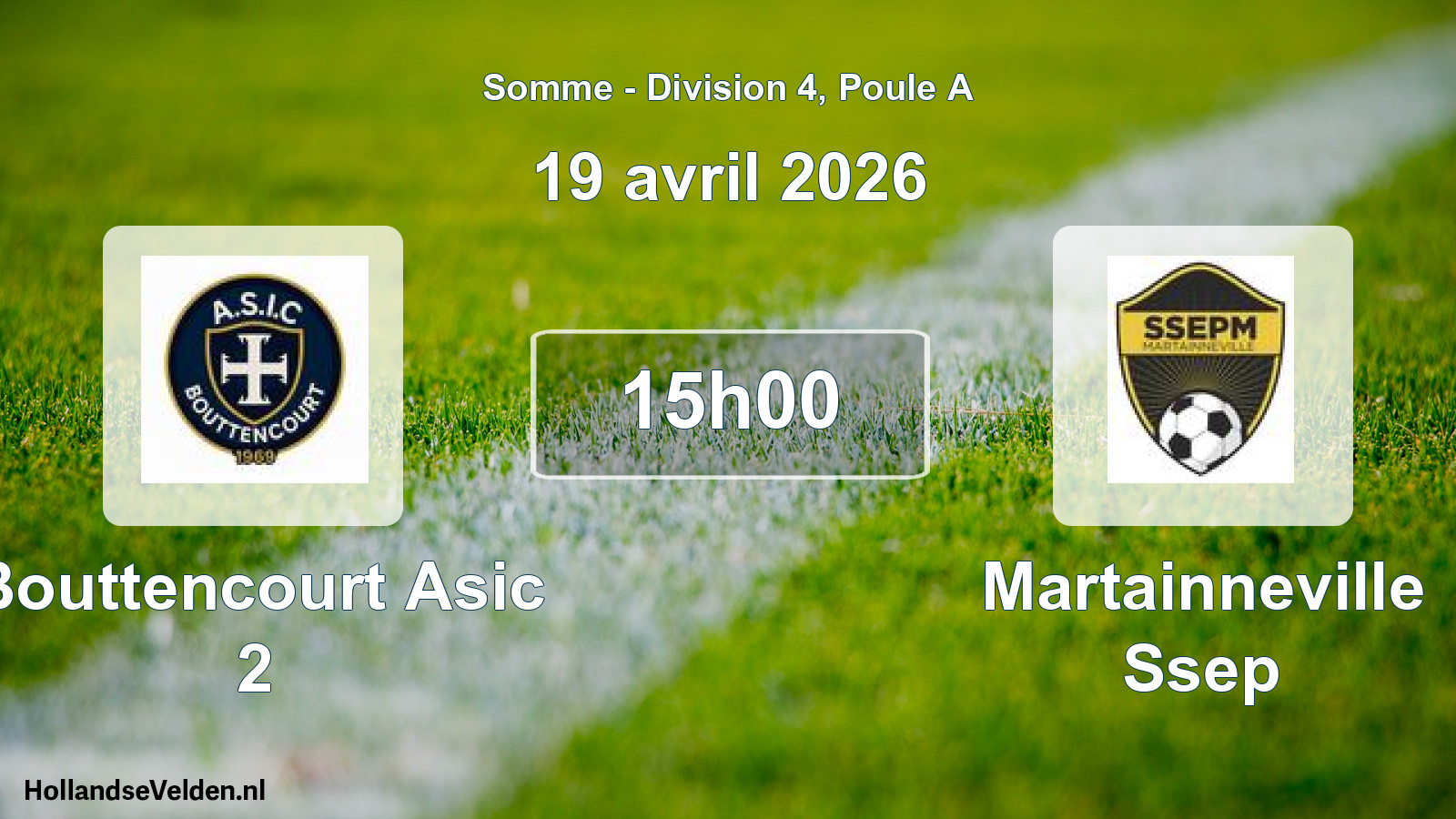 Match programmé: Bouttencourt Asic 2 - Martainneville Ssep (19 avril 2026)